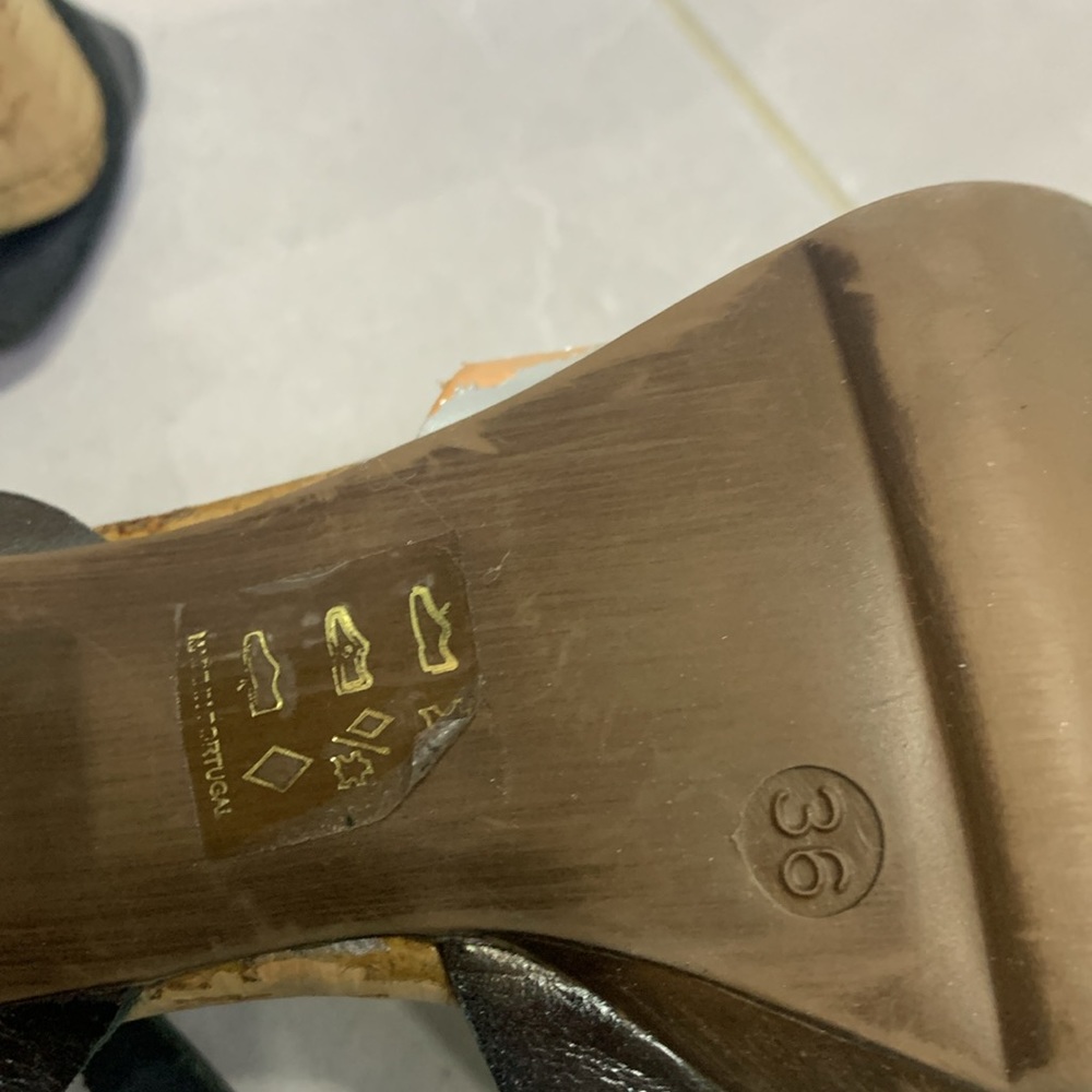 Portuguese Made Gorgeous Leather Cork Platform High Heels Sandals - Picture 8 of 11